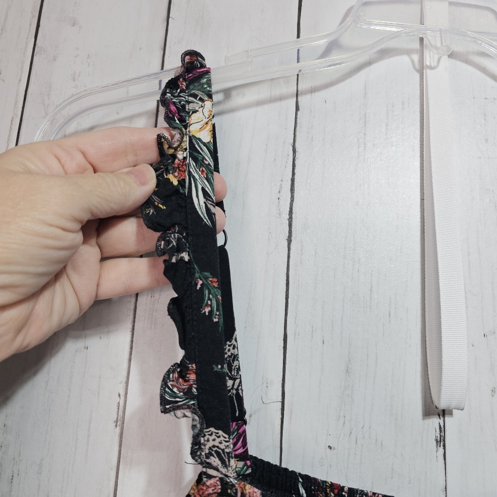 Torrid Women's Black Floral Midi Challis Floral Smocked Tiered Dress Size 4X. - Picture 7 of 12